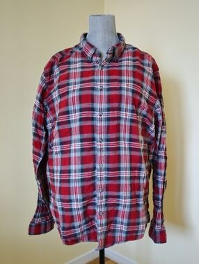 Eddie Bauer Red and Black Plaid Button-Down Shirt